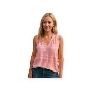 Anthropologie Cloth & Stone Pink White Sleeveless Summer Top XS Boho Chic